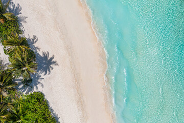 Maldives paradise scenery. Tropical aerial landscape, seascape with long jetty, water villas with...