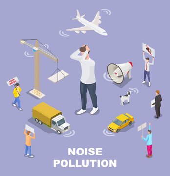 Noise pollution vector loud noisy sound influence