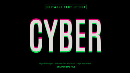Editable Cyber Font. Typography Template Text Effect Style. Lettering Vector Illustration Logo.
