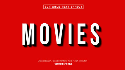 Editable Movies Font. Typography Template Text Effect Style. Lettering Vector Illustration Logo.
