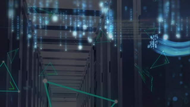 Animation of data processing over triangles and computer servers