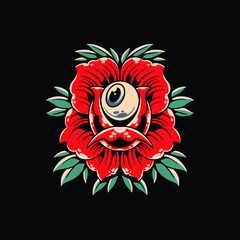 eye rose tattoo vector design