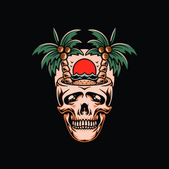 summer skull illustration vector design