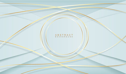 Abstract 3D modern banner design template, gold circle lines on white background