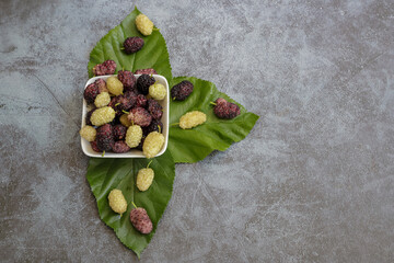 Red and white mulberry berries