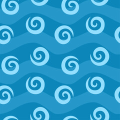 Beautiful colorful blue water seamless pattern with swirls
