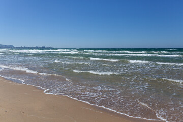 Dzhemete beach and view of the city of Anapa
