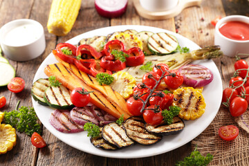 fried barbecue vegetable and sauce