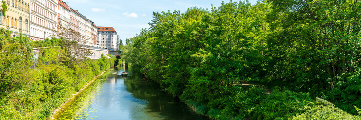 Leipzig, Germany - 18 May 2022: Beautiful view at the Karl-Heine-Kanal in Leipzig