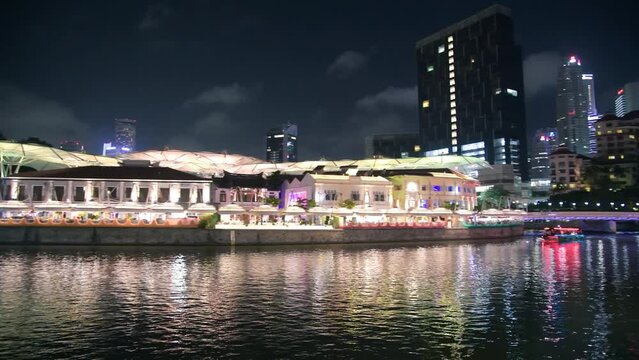 Clarke Quay at night in Singapore