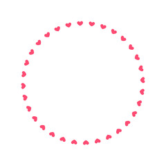 Round pastel frame with heart pattern design. Simple minimal Valentine's Day decorative element.