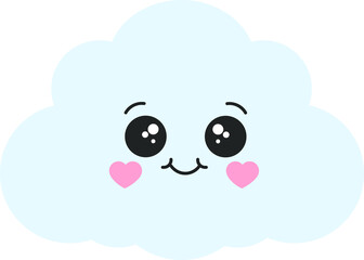 Cute happy cloud, Seal or Icon Vector Illustration