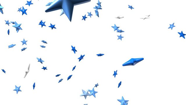 Blue star objects on white background.
Confetti animation for background.