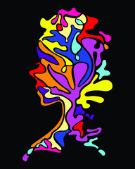 Silhouette woman neon art style vector illustration design.EPS10.