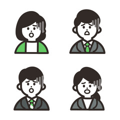 ショックな会社員アイコンセット green