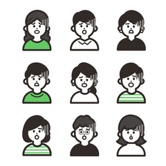 ショックな人物アイコンセット green