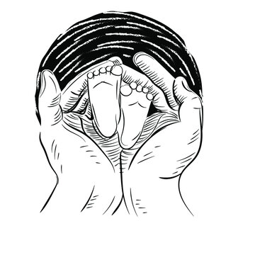 recommend clip art: hand illustration line art mother day