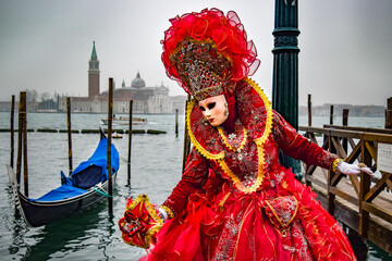 Venetian Mask and Costume worn during the Carnival of Venice - Italy