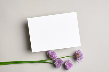 Greeting or invitation card mockup with flowers