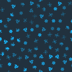 Set Tornado, Pinwheel, and Storm on seamless pattern. Vector