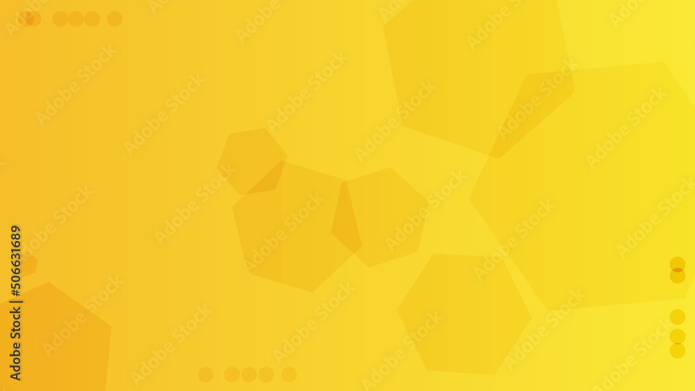 Poster abstract gradient yellow background with hexagon shapes and circles. vector stock illustration.