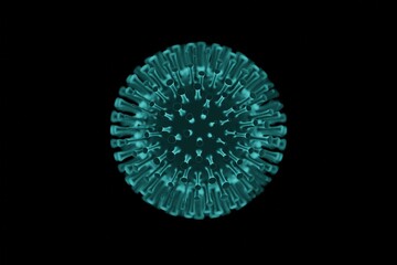 Monkeypox virus model, turquoise color. Epidemy, pandemy concept. 3d render