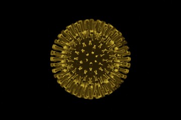 Monkeypox virus model, orange color. Epidemy, pandemy concept. 3d render