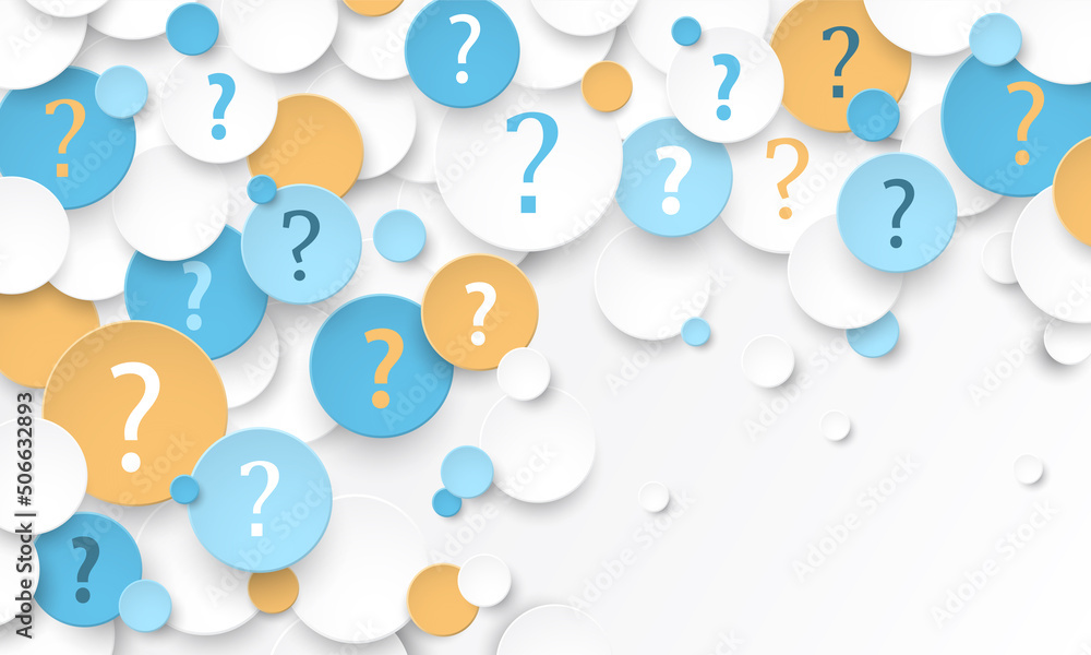 Aufkleber colorful vector frequently asked questions concept with question marks on white background