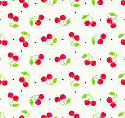 cherry dots vector seamless pattern