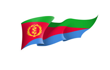 Eritrea flag state symbol isolated on background national banner. Greeting card National Independence Day of the State of Eritrea. Illustration banner with realistic state flag.