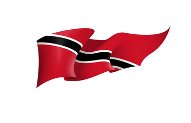 Trinidad and Tobago flag state symbol isolated on background national banner. Greeting card National Independence Day of Republic of Trinidad and Tobago. Illustration banner with realistic state flag.