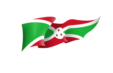 Burundi flag state symbol isolated on background national banner. Greeting card National Independence Day of the Republic of Burundi. Illustration banner with realistic state flag.