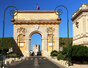 Fototapeta na wymiar L'Arc de Triomphe ou Porte du Peyrou, monument de Montpellier.