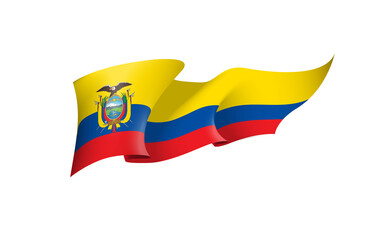 Ecuador flag state symbol isolated on background national banner. Greeting card National Independence Day of the Republic of Ecuador. Illustration banner with realistic state flag.