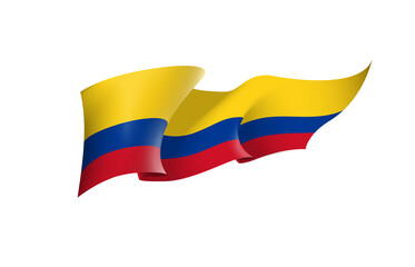 Colombia flag state symbol isolated on background national banner. Greeting card National Independence Day of the Republic of Colombia. Illustration banner with realistic state flag.