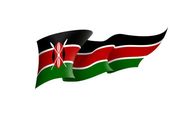 Kenya flag state symbol isolated on background national banner. Greeting card National Independence Day of the Republic of Kenya. Illustration banner with realistic state flag.