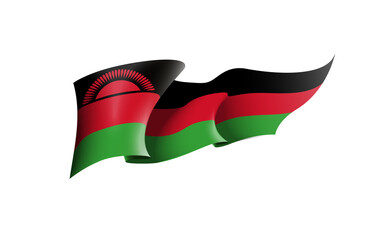 Malawi flag state symbol isolated on background national banner. Greeting card National Independence Day of the Republic of Malawi. Illustration banner with realistic state flag.