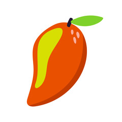Hand drawn mango, flat food illustration.