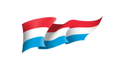 Luxembourg flag state symbol isolated on background national banner. Greeting card National Independence Day of the Grand Duchy of Luxembourg. Illustration banner with realistic state flag.