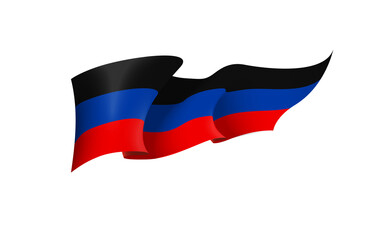 Donetsk People's Republic flag state symbol isolated on background national banner. Greeting card National Day of the Donetsk People's Republic. Illustration banner with realistic state flag of DPR.
