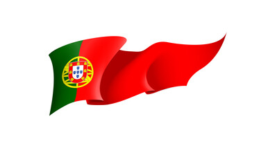 Portugal flag state symbol isolated on background national banner. Greeting card National Independence Day Republic of Portugal. Illustration banner with realistic state flag of Portuguese Republic.
