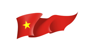 Vietnam flag state symbol isolated on background national banner. Greeting card National Independence Day of the Socialist Republic of Vietnam. Illustration banner with realistic state flag of SRV.