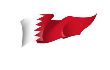 Bahrain flag state symbol isolated on background national banner. Greeting card National Independence Day of the kingdom of Bahrain. Illustration banner with realistic state flag.