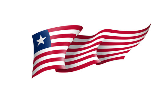 Liberia flag state symbol isolated on background national banner. Greeting card National Independence Day of the republic of Liberia. Illustration banner with realistic state flag.