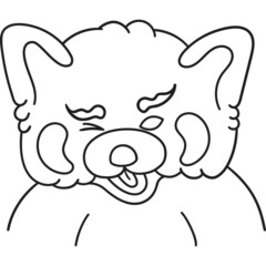 Cute and chubby red panda. Vector line for postcards, for printing, for design, for posters, for decoration. Can be used as stickers or coloring books. As a way to express your emotions.