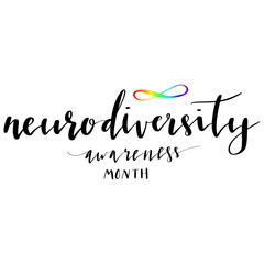 Neurodiversity awareness month hand lettering vector illustration