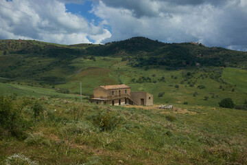 farmhouses among the pastures of the nebrodi mountains central sicily