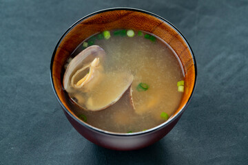 あさりの味噌汁　御御御付
japanese traditional soup miso soup
