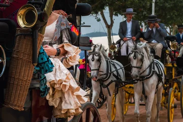 Fotobehang Córdoba, Spain, May 21 2022 - Carriage and horses at the cordoba fair 2022 © Valentina