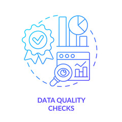 Data quality checks blue gradient concept icon. Data mining process abstract idea thin line illustration. Identifying and reducing anomalies. Isolated outline drawing. Myriad Pro-Bold font used